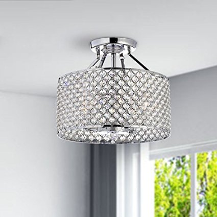 Chrome  Crystal 4-light Round Ceiling Chandelier