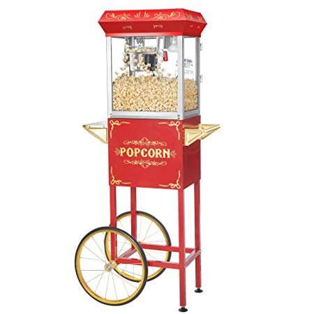 Great Northern Popcorn Red 4 oz. Ounce Foundation Old-Fashioned Popcorn Popper and Cart