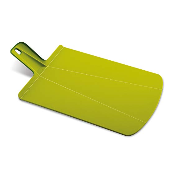 Joseph Joseph 60043 Chop2Pot Foldable Plastic Cutting Board 19-inch x 10.75-inch Chopping Board Kitchen Prep Mat with Non-Slip Feet 4-inch Handle Dishwasher Safe Lays Flat Folds Up, Large, Green