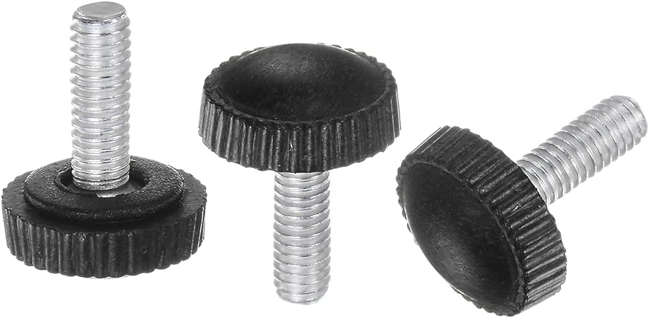 uxcell 50pcs M4 x 12mm Male Thread Knurled Knobs, Thumb Screw Clamping Knobs Grip Plastic Handle Hand Knobs with Threaded Stud, Black