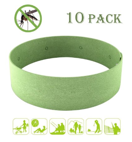 NewCool All Natural Mosquito Repellent Bracelet - 10 Pack, Non Toxic Reusable Insect Bands Mosquito Bug Repellent Wristband for Kids, Toddler and Adults - Deet Free