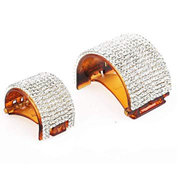 Diamond Semicircular Hair Clip Claw (Brown)