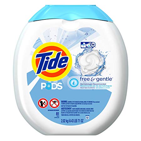 Tide PODS Free & Gentle HE Turbo Laundry Detergent Pacs, 81 Ounce