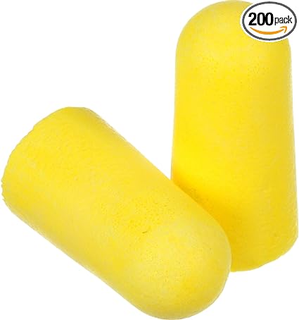 3M Ear Plugs, 200/Box, E-A-R TaperFit2 312-1219, Uncorded, Disposable, Foam, NRR 32, For Drilling, Grinding, Machining, Sawing, Sanding, Welding, 1 Pair/Poly Bag,Yellow