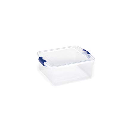 Homz Plastic Storage Tote Box, with Lid, Latching Handles, 15.5 Quart, Clear, Stackable, 8-Pack