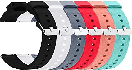 ECSEM Silicone Bands Compatible with Amazfit 22MM Width Band Replacement Silicone Comfortable Flexible Sports Accessories Straps for AMAZFIT Pace/Stratos A1612B/A1612/A1619 Smartwatch (All 6 Colors)