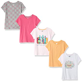 Spotted Zebra Girls' 5-Pack Short-Sleeve T-Shirts