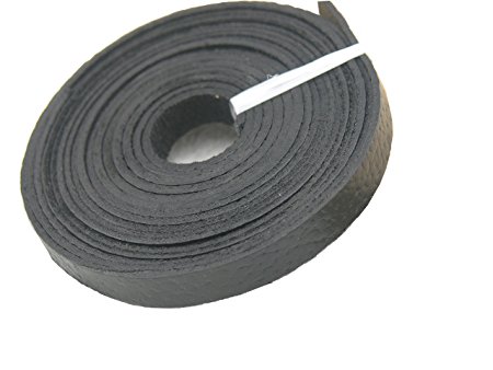 KONMAY 3 Meters 10.0x2.0mm Embossed Black Soft Flat Real Cowhide Leather Cord/straps