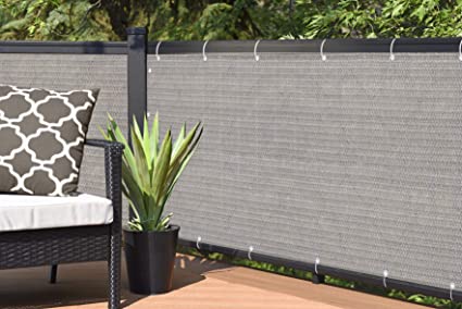 Alion Home Elegant Windscreen Privacy Screen for Deck, Pool, Railing, Backyard Deck, Patio, Fence, Porch - Smoke Grey (3' x 3')