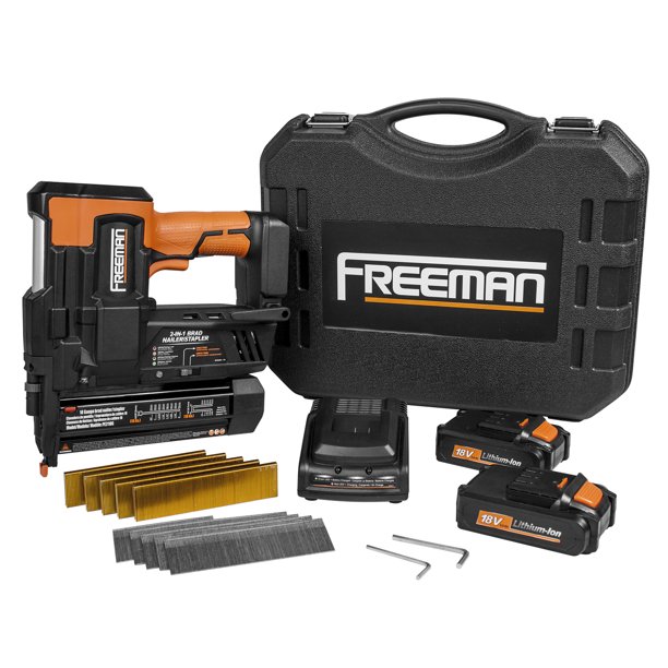 Freeman PE2118G 18 Volt 2-in-1 Cordless Nailer & Stapler w/Batteries