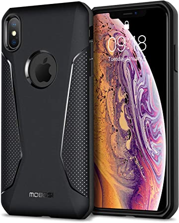 MOBOSI Net Series Armor Designed for iPhone Xs Case/iPhone X Case 5.8 inch, Slim Lightweight Military Grade Shockproof Drop Protection Hybrid Matte Soft Cell Phone Cover - Matte Black