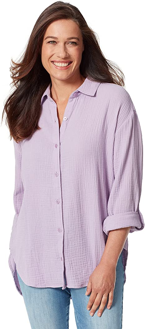 Gloria Vanderbilt Women's Amanda Monogram Button Down Shirt