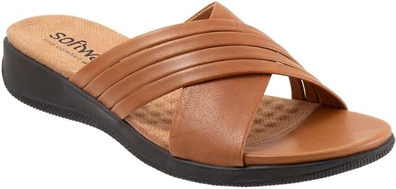 SoftWalk Women's Tillman 5.0 Flat Sandal, Luggage, 6 Wide