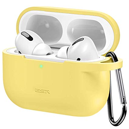 ESR Upgraded Protective Cover for AirPods Pro Case, Bounce Carrying Case with Keychain for 2019 AirPods Pro Charging Case [Visible Front LED] Shock-Absorbing Soft Slim Silicone Case Skin (Yellow)