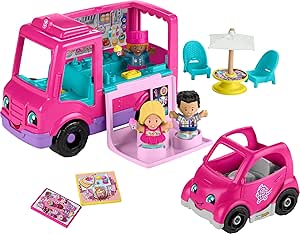 Fisher-Price Little People Barbie Toddler Toy Cupcake Truck Musical Playset with 9 Pieces for Pretend Play Kids Ages 18  Months