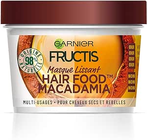 Garnier Fructis Masque Lissant Multi-Usages Macadamia - Pour Cheveux Secs et Rebelles - 390 ml