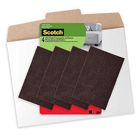 Scotch, FP830-4NA, 4 x 6 Inch Felt Pads in Easy to Open Packaging, 4 Pads, Brown