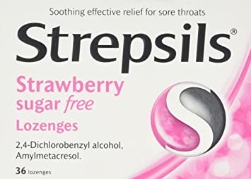 Strepsils Strawberry Sugar-Free Lozenges, 36 Lozenges
