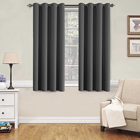 H.Versailtex Blackout Grey Curtains for Bedroom /Living Room, 52" Wide x 63" Long Each Panel,Grommet Top (Set of 2 Panels, Charcoal Gray)