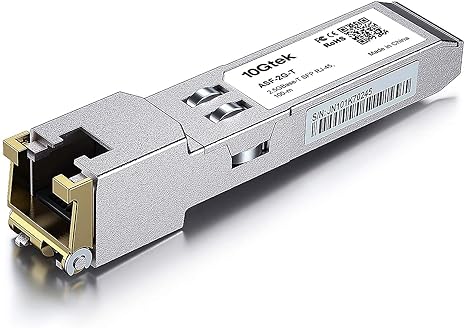 10Gtek 2.5G SFP-T, 2.5GBase-T, SFP to RJ45 SFP, Industrial Grade, Compatible with Ubiquiti UniFi, Fortinet, Netgear, TP-Link and Other Open Switche