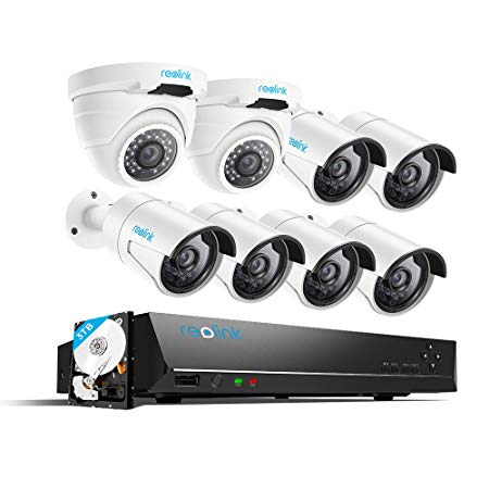 Reolink 16CH Video Surveillance System,5MP/4MP NVR with 4MP 6 Bullet & 2 Dome PoE IP Security Cameras 3TB HDD 24/7 Recording & Remote Home Monitoring System RLK16-410B6D2