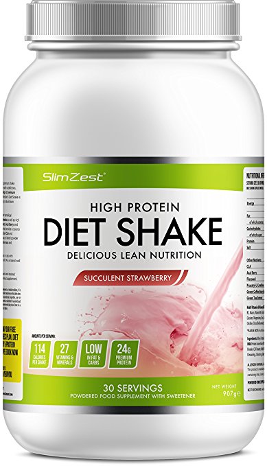 Diet Whey Protein Powder - Support Weight Loss & Build Lean Muscle - 27 Essential Vitamins - Omega 3 - Added Energy Boosters Like Green Tea - Deliciously Smooth Strawberry Flavour - UK Manufactured Premium Protein - Ideal For Men & Women - The Perfect Diet Shake For Burning Fat