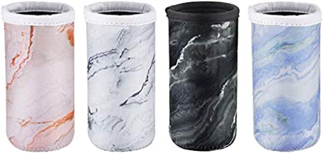 Wakaka Pack of 4 Neoprene Insulators Marble Pattern Cans Cover Sleeves Beer Coolies Fit for 12oz Slim Drink Beer Cans