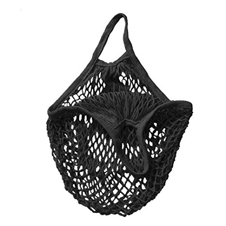 Reusable Mesh Net Turtle Bag,Foutou New String Shopping Bag Fruit Storage Handbag Totes (Black)