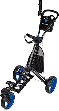 Founders Club Swerve 3 Wheel Push Pull Golf Cart for Walking Free Umbrella Holder and Storage Bag