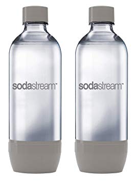 SodaStream Twinpack Carbonating Bottles 1 l grey for Sparkling Water Maker, compatible with Spirit, Power, Source, 2 x 1 l reusable & refillable bottle