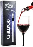 ACE Chiller Rod - Keep Pre-Chilled Wine Cooler Without Dilution 4-in-1 Chill SystemDual Chamber Aerator Stainless Steel Stick Bottle Stopper and Drip Free Pourer Accessories Come In EVA Gift Case