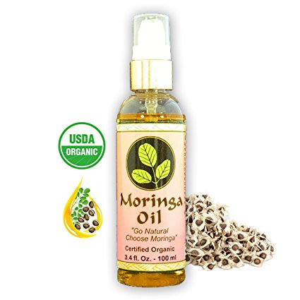 MORINGA ENERGY OIL - 3.4 oz. USDA Organic,100% Pure using Cold Pressed Extraction. Rejuvenate and heal dry Skin and Hair with this Pure Moringa oil