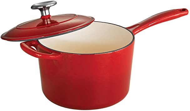 Tramontina Covered Sauce Pan Enameled Cast Iron 2.5-Quart, Gradated Red, 80131/060DS