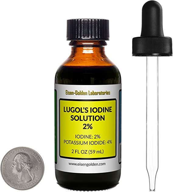 Lugol's Iodine / 2% Solution / 2 Oz in an Amber Glass Bottle/Free Dropper/USA