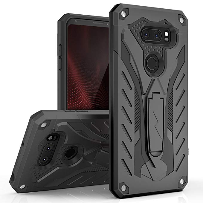 Zizo Static Series Compatible with LG V30 Case Military Grade Drop Tested with Built in Kickstand LG V35 ThinQ Case Black