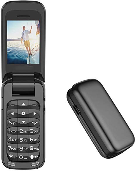 L8star Small Mini Flip Cell Phone MP3 Magic Voice Changer Bluetooth Dialer Music Cellphone BM60 (Black)
