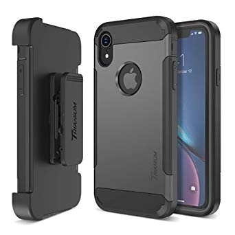 Trianium Holster Case Designed for iPhone XR [Duranium Series] w/Rotating Belt Clip   Kickstand [Heavy Duty Protection], Scratch Resistant/Shock Absorption for iPhone XR (6.1) 2018 - Gunmetal