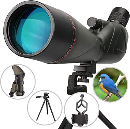 USCAMEL20-60x80mm Zoom Waterproof Spotting Scope,with Tripod Phone Mount Camera Photography Adapter, Monocular for Birdwatching,Wildlife,Scenery, Target Shooting,Archery Outdoor Activities