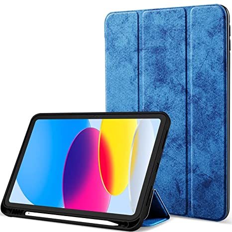 Robustrion Marble Series Flip Stand Case Cover for iPad 10th Generation Cover iPad Cover 10.9 inch with Pencil Holder and [Auto Sleep Wake] - Navy