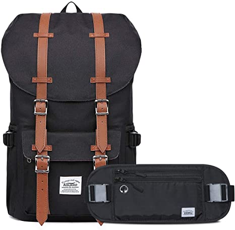 KAUKKO Laptop Outdoor Backpack, Traveling Rucksack Fits 15.6 Inch Laptop(0-Black(2PC))