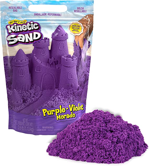 Kinetic Sand, 2.5lbs Purple Play Sand, Moldable Sensory Toys for Kids, Resealable Bag, Ages 3