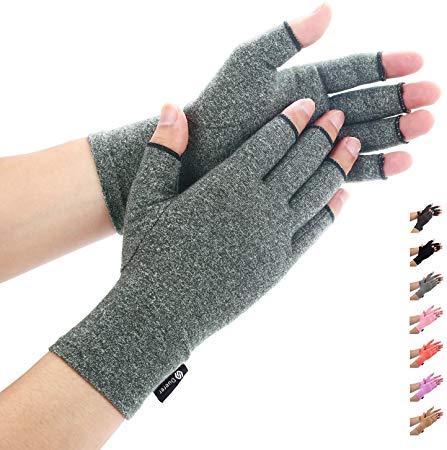 Arthritis Gloves,Duerer Compressions Gloves,Women and Men Relieve Pain from Rheumatoid, RSI, Carpal Tunnel, Hand Gloves for Dailywork, Hands and Joints Pain Relief(Grey, S)