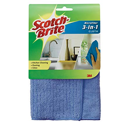 Scotch-Brite Microfiber 3-in-1 Cloth, 11.8 X 11.8 Inch