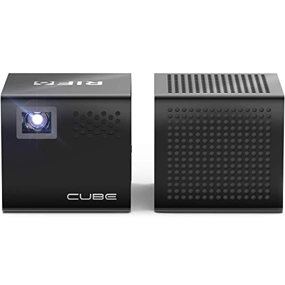 RIF6 Cube Full LED Mini Projector - 1080p Supported Portable Projector with Built-in Speakers, HDMI Input for Smartphone, Laptop, Gaming and Movies - Includes Bluetooth Speaker, Tripod and Remote
