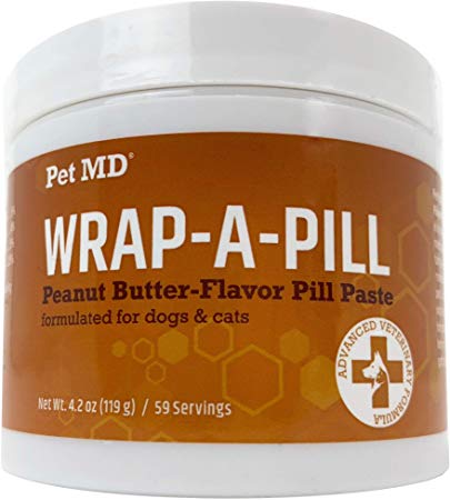 Pet MD Wrap A Pill Peanut Butter Flavor Pill Paste for Dogs - Make a Pocket to Hide Pills and Medication for Pets - 59 Servings