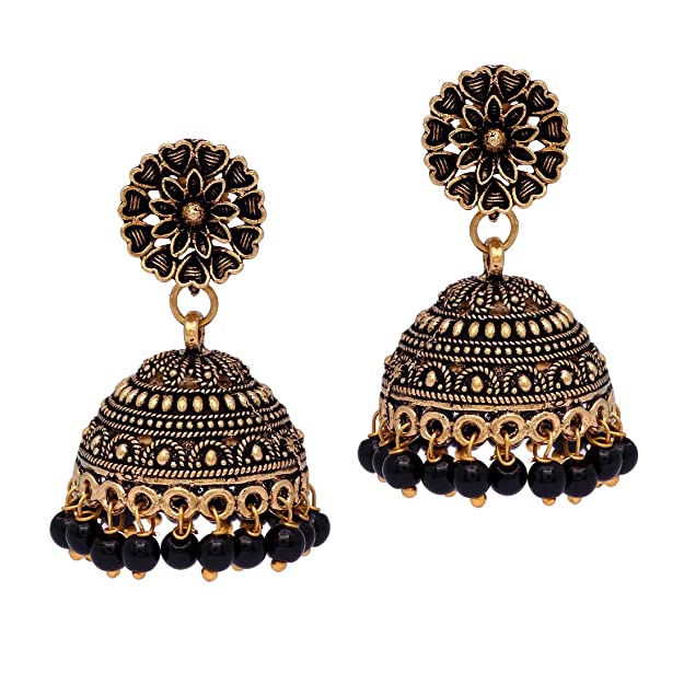 Preyans Jhumki Earrings for Women (Black)(GSE600)