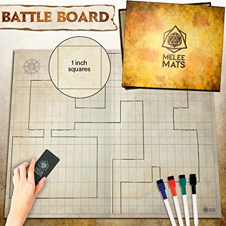 The Original Battle Grid Game Board - 27" x 23" - Dungeons and Dragons Mat - Dry Erase Square & Hex RPG Miniatures Map Grids - DnD 5th Edition Table Top Dice Set - Wizard of the Coast Starter & Master