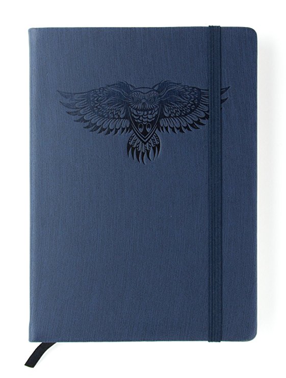 Red Co "Flying Owl" Journal, 240 Pages, 5"x 7" Dotted, Midnight Blue