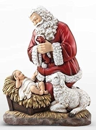 Roman Joseph's Studio Slim Profile Kneeling Santa Figurine, 24-Inch