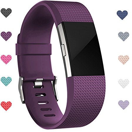 Wepro Fitbit Charge 2 Bands, Replacement for Fitbit Charge 2 HR, Buckle, 15 Colors, Large, Small